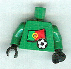 Torso Soccer Portuguese Goalie, Portuguese Flag Sticker Front, White Number Sticker Back Pattern (specify number in listing)  / Green Arms / Black Hands