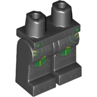 Lego Hips and Black Legs with Armour with Green Panels Print / Black