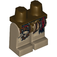 Lego Hips and Dark Tan Legs with Pouch and Sash and Dirt on Knees Print / Dark Brown