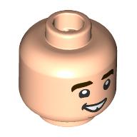 Lego Minifig Head Neville Longbottom, Dark Brown Eyebrows, Tooth Gap, Open Mouth Smile / Scared / Light Nougat