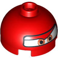 Lego Brick Round 2 x 2 Dome Top, Hollow Stud with Eyes and F1 Helmet Print (Francesco) / Red
