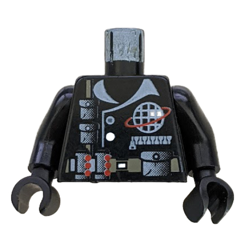 Lego Torso Jacket with Alpha Team Logo, Utility Belt and Pouches Print, Black Arms and Hands / Black