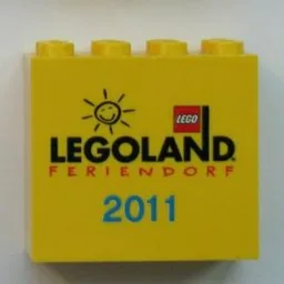 Brick 2 x 4 x 3 with 'LEGOLAND Feriendorf 2011' Print / Yellow