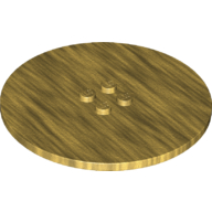 Lego Plate Special Round 8 x 8 with 2 x 2 Center Studs with Groove / Pearl Gold