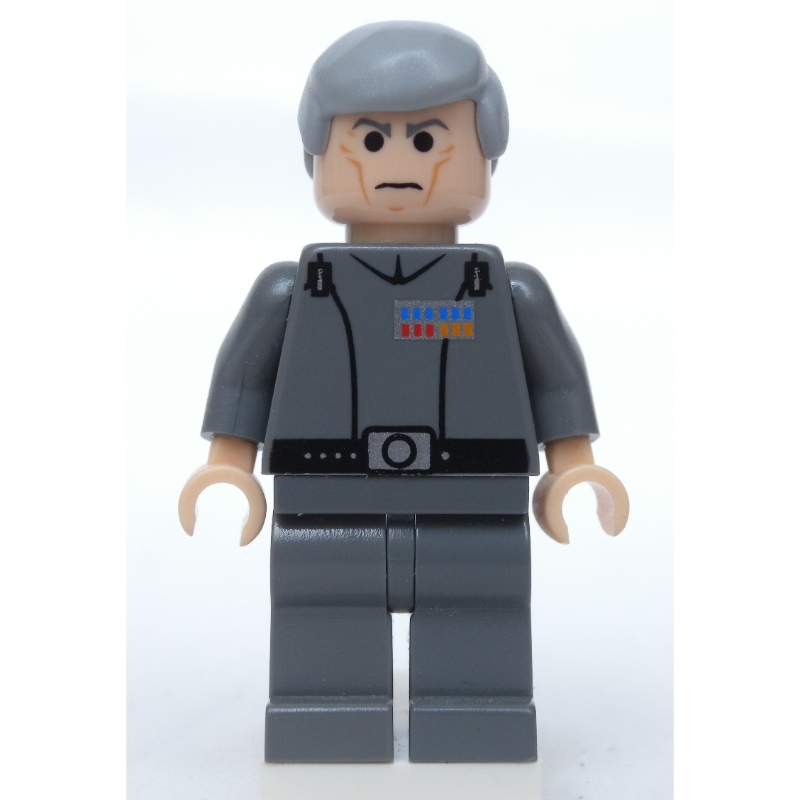 Lego Grand Moff Wilhuff Tarkin, Dark Bluish Gray, Smooth Hair