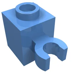 Brick Special 1 x 1 with Clip Vertical [Open O Clip, Hollow Stud] / Medium Blue