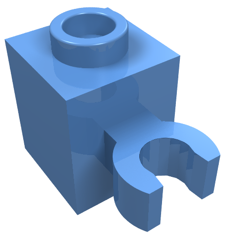 Lego Brick Special 1 x 1 with Clip Vertical [Open O Clip, Hollow Stud] / Medium Blue