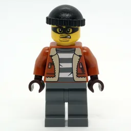 Criminal, Dark Orange Jacket, Dark Bluish Gray Legs, Black Beanie