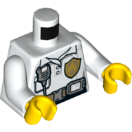 Lego Torso Shirt, Badge, Radio, Utility Belt with Screen Print, White Arms, Yellow Hands / White