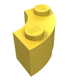 Brick Round Corner 2 x 2 Macaroni with Stud Notch / Yellow