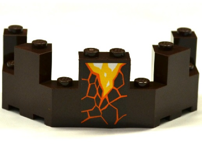 Lego Castle Turret Top 4 x 8 x 2 1/3 with Cracks and Lava Pattern (Sticker) - Set 70321