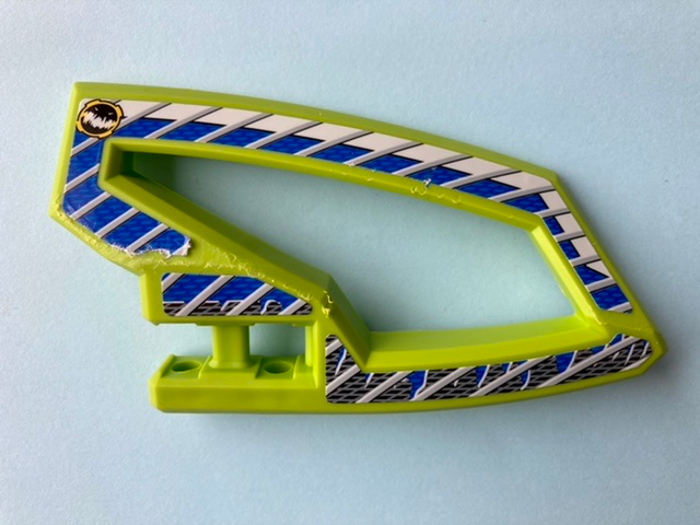 Lego Technic, Panel RC Car Panel Flexible Right with Dirt Crusher Logo and Gray Stripes on Blue and Black Background Pattern (Stickers) - Set 8369-2 / Lime