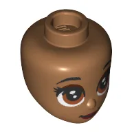 Minidoll Head, Large Reddish Brown Eyes, Dark Red Lips Print / Medium Nougat
