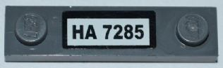 Lego Plate, Modified 1 x 4 with 2 Studs without Groove with 'HA 7285' Pattern (Sticker) - Set 7285