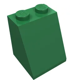 Brick Sloped 65° 2 x 2 x 2 Smooth without Bottom Tube / Green