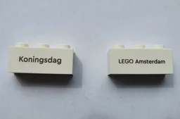 Brick 1 x 3 with Black 'Koningsdag' and 'LEGO Amsterdam' Pattern on Both Sides