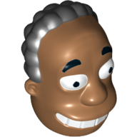 Lego Minifig Head Special, Simpsons, Dr. Hibbert with Black Hair Print / Medium Nougat