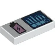 Tile 1 x 2 with Battery, Graph Print / White