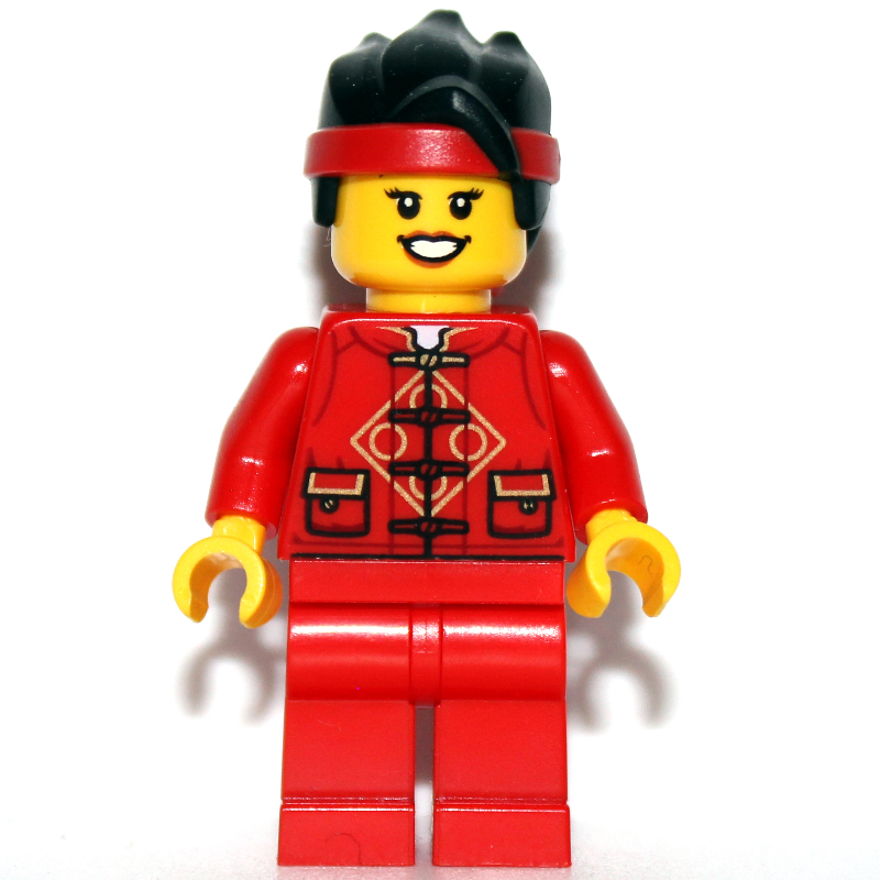 Lego Red Torso Chinese, Red Legs, Black Hair, Red Bandana
