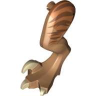 Lego Animal Body Part, Dinosaur, Raptor Leg, Left, with Pin, Tan Claws and Dark Brown Stripes over Dark Orange Print / Medium Nougat