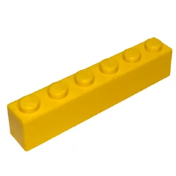 Brick 1 x 6 with Bottom Tubes and 2 Lowered Cross Supports / Yellow