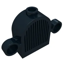 Grille 1 x 2 x 2 Round Top [Lights & Centre Top Stud] / Black