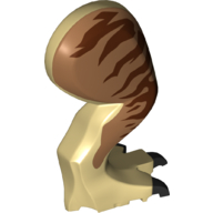 Lego Animal Body Part, Dinosaur, Tyrannosaurus Rex Leg, Right, with Pin, Dark Tan Claws and Reddish Brown Stripes on Medium Nougat Print / Tan