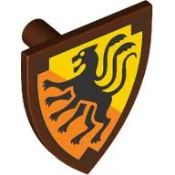 Shield Triangular with Black Displacer Beast on Bright Light Orange Background Print