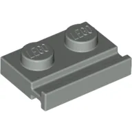 Plate Special 1 x 2 with Door Rail / Light Gray