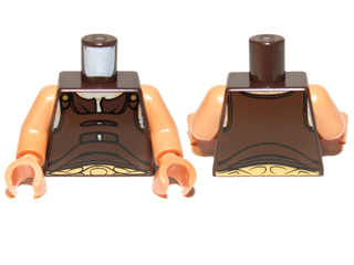 Lego Torso SW Gungan Vest with Gold Belt Front and Back Pattern / Nougat Arms / Nougat Hands