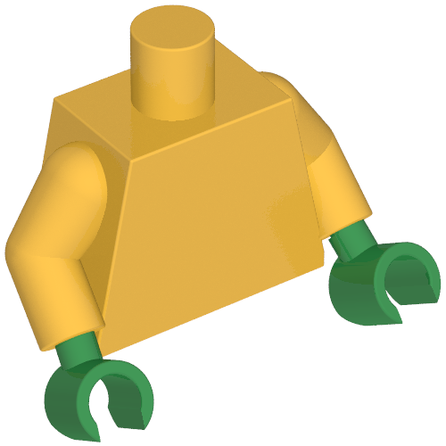Lego Torso, Dark Green Robe, Ninja Armor print, Pearl Gold Arms, Green Hands / Pearl Gold