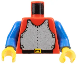 Torso Castle Silver Breastplate Armor, Black Belt with Yellow Buckle Pattern / Blue Arms / Yellow Hands
