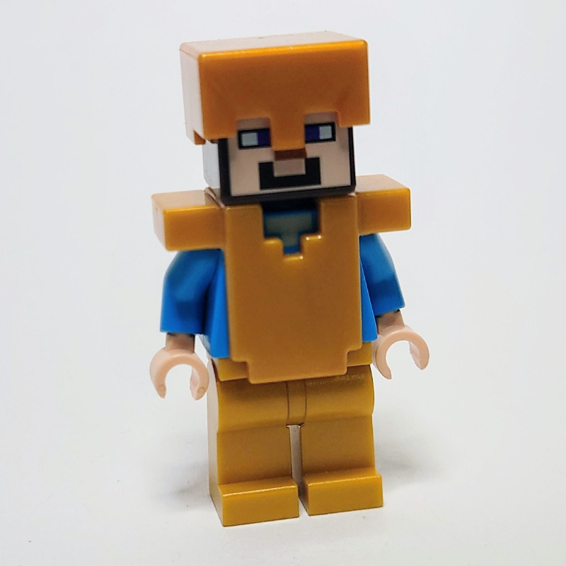 Lego Steve in Pearl Gold Helmet and Armor