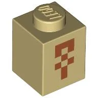 Brick 1 x 1 with Dark orange Minecraft Desert Temple Ankh Print / Tan
