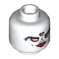 Lego Minifig Head Skull Twin, Dual Sided, Eyebrows, Open Mouth and Two Red Eyes / Three Red Eyes Print [Blocked Open Stud] / White