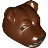 Animal Body Part, Dog Head with Orange Eyes and Fangs Print (Fluffy) / Reddish Brown