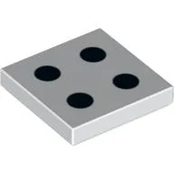 Tile 2 x 2 with 4 Black Dots Print / White