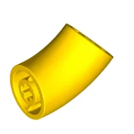 Brick Round 2 x 2 D. Tube with 45° Elbow and Axle Holes (Crossholes) at Each End [SHORT] / Yellow