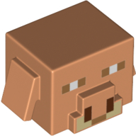 Lego Minifig Head Special, Cube Hog with Dark Tan Snout, Eyes print / Nougat