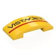 Brick Curved 4 x 2 Double with Black 'VISTA JET', Red Stripe Print