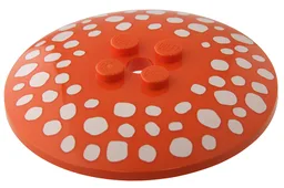 Dish 6 x 6 Inverted (Radar) - Solid Studs with White Mushroom Spots Pattern