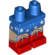 Lego Hips with Blue Legs and Red Boots Pattern with Light Nougat Legs, White Stars Print / Blue