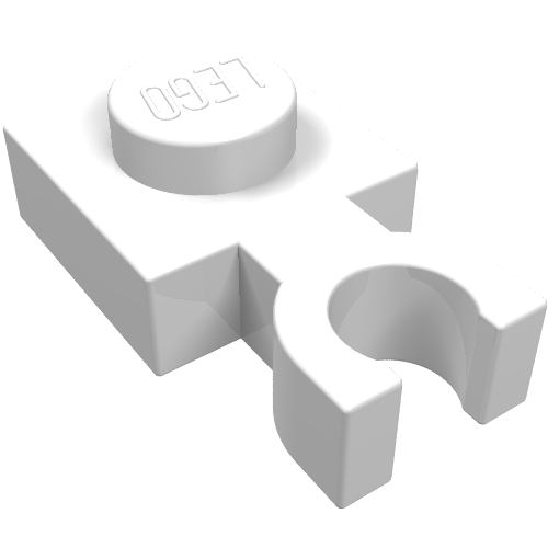 Lego Plate Special 1 x 1 with Clip Vertical [Thin U Clip] / White