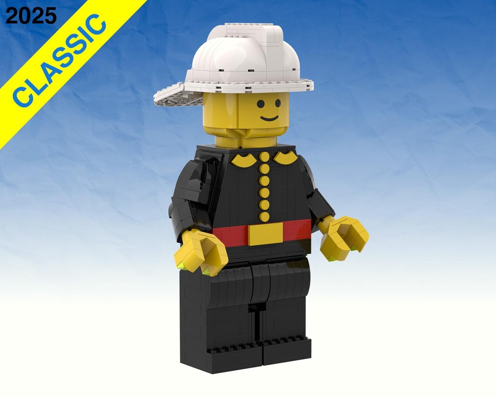 Lego Upscaled Classic Fire - Firefighter with White Fire Helmet