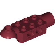 Lego Technic Brick Special 2 x 3 with Pin Holes, Rotation Joint Ball Half [Horizontal Top], Rotation Joint Socket / Dark Red