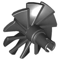 Jet Engine Fan with 10 Blades and Technic Pin / Black