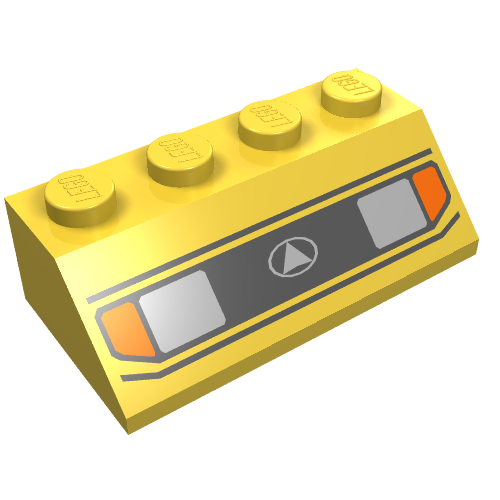 Lego Brick Sloped 45° 2 x 4 with Headlight Print / Yellow