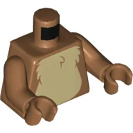 Torso Tan Fur on Chest with Black and White Tail to Right on Back Print, Medium Nougat Arms and Hands / Medium Nougat