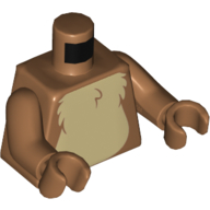 Lego Torso Tan Fur on Chest with Black and White Tail to Right on Back Print, Medium Nougat Arms and Hands / Medium Nougat