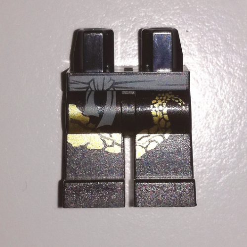 Lego Hips and Black Legs with Gray Belt and Black Markings and Gold Dragon Tail Print / Black